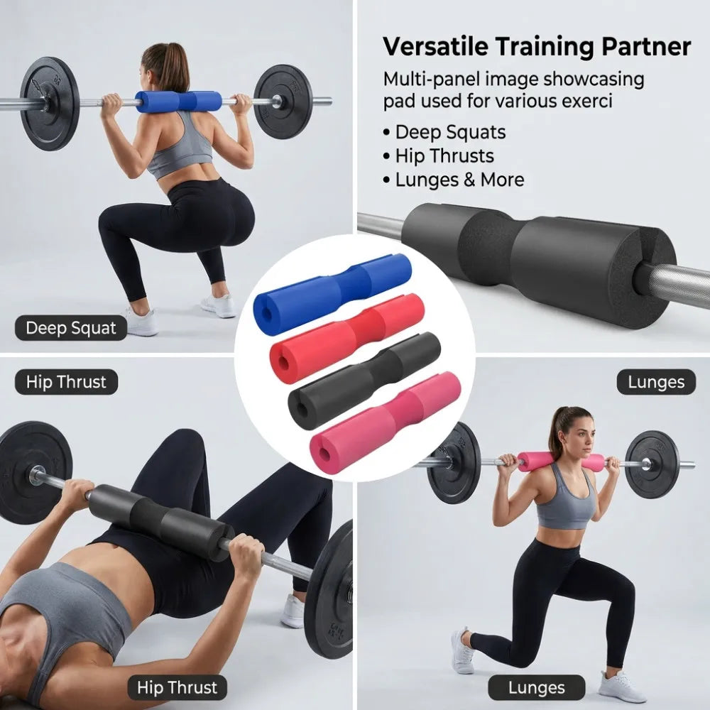 Men with Thick Anti-Slip Bar for Gym, Fitness, Weightlifting, Squats, Neck Support, Protection Pad for Strength Training