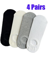 4 Pairs Women Summer Thin Breathable Non Slip Low Cut Invisible Boat Socks Casual Solid Color Comfortable Mesh Socks For Ladies