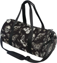 Sports Duffel Bags Gothic Skull Butterfly Athletic Gym Bag Overnight Workout Travel Tote Luggage for Men Women Yoga