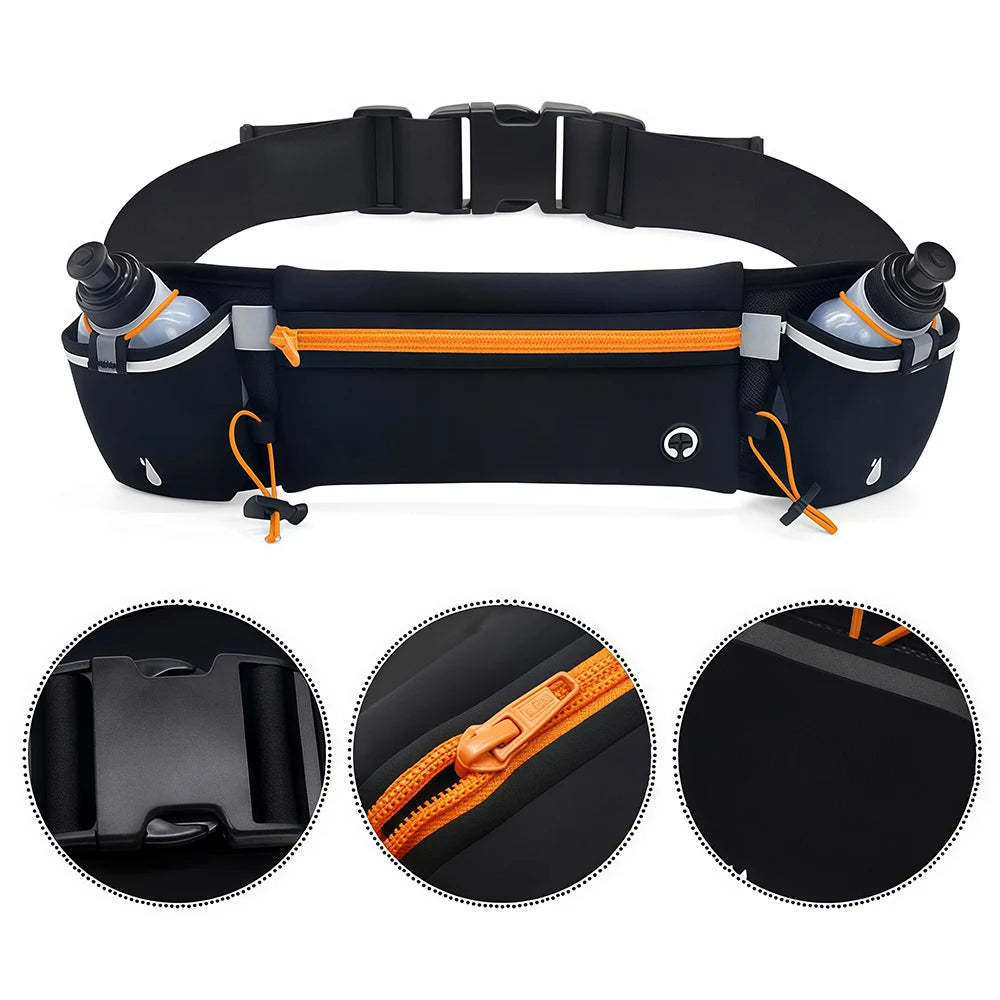 1PCS Multipurpose Running Belt with Integrated Water Bottles, Bottle Holder, Running Pouch Belt for Hiking, Climbing