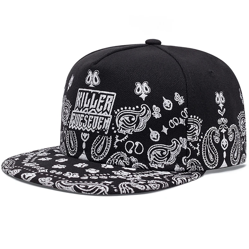2025 New West Coast Cashew Flower Street Hip Hop Hat Outdoor Cycling Skateboard Hat Sunshade Hat Neutral Flat Edge Baseball Hat