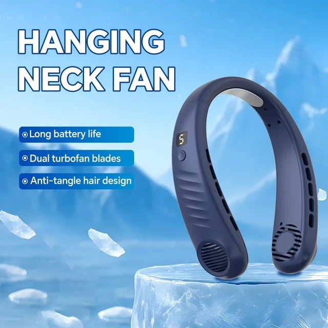 Rechargeable Neck Fan with LED Display, 5-Speed Settings, All-AroundCooling, Portable Travel Fan, Lightweight and Quiet Design