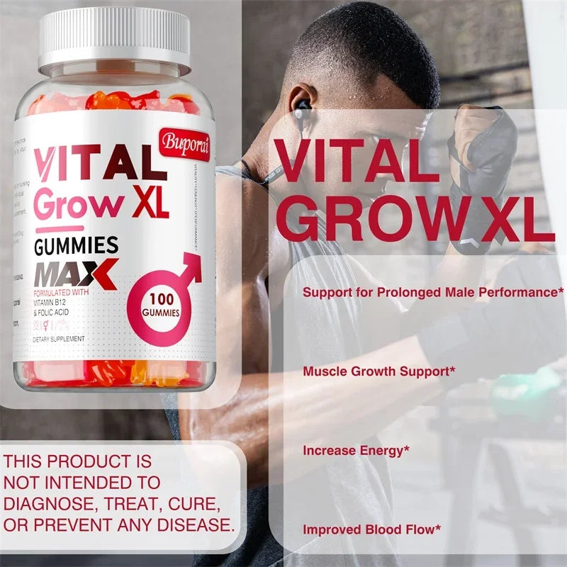 Vital Grow XL Male Gummies - Supports Longer Male Performance, Promotes Muscle Growth, Increases Energy, and Improves Blood Flow