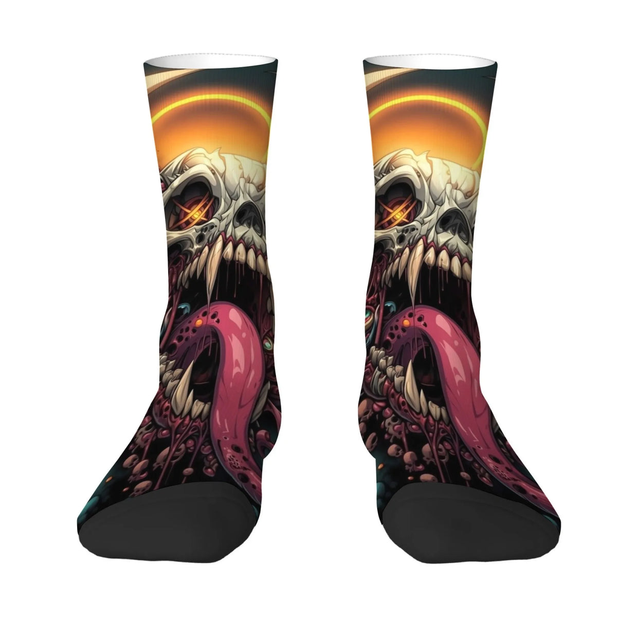 Devil Skull Print Socks Soft Comfortable Skin-friendly Men's Socks Outdoor Sports Fitness Basketball Retro Part Holiday Gifts