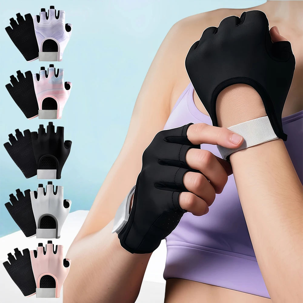 1Pair Workout Anti-Slip Gloves for Women Men, Breathable Adjustable Strap Gym Gloves for Weightlifting Cycling Gym Accessories