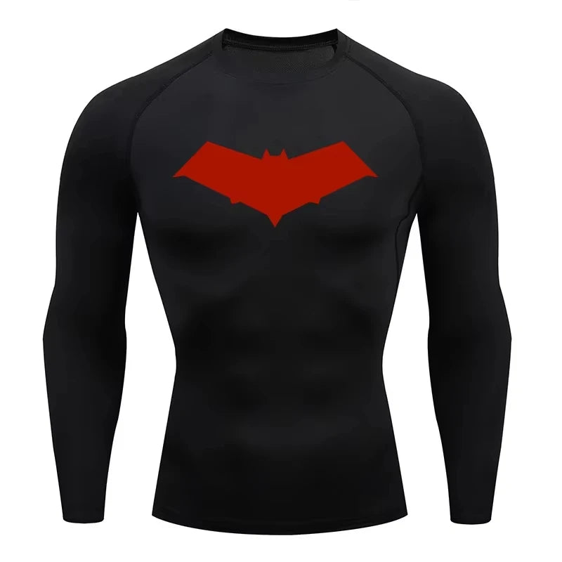 Bat Print Men's Compression T-Shirt Quick Dry Gym Workout Top | Summer Fitness Rashguard for Running & MMA ZY0037