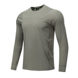 Autumn Breathable Round Neck Long Sleeve Quick‑Dry Fitness Shirt Pull‑Over Solid Sun‑Protection Running T‑Shirt Men