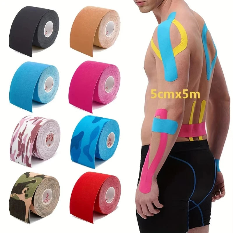 1pcs Sports Waterproof Kinesiology Tape Stickers Athletic Bandage Muscle Recovery Protector Strapping Pain Relief Tennis Gym