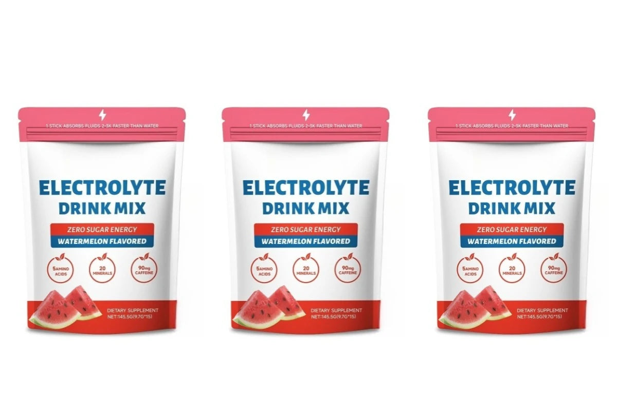 Zero Sugar Watermelon Electrolyte Powder with 90mg Caffeine Amino Acids Minerals Vitamins Provide Energy Replenishment 15 Sticks