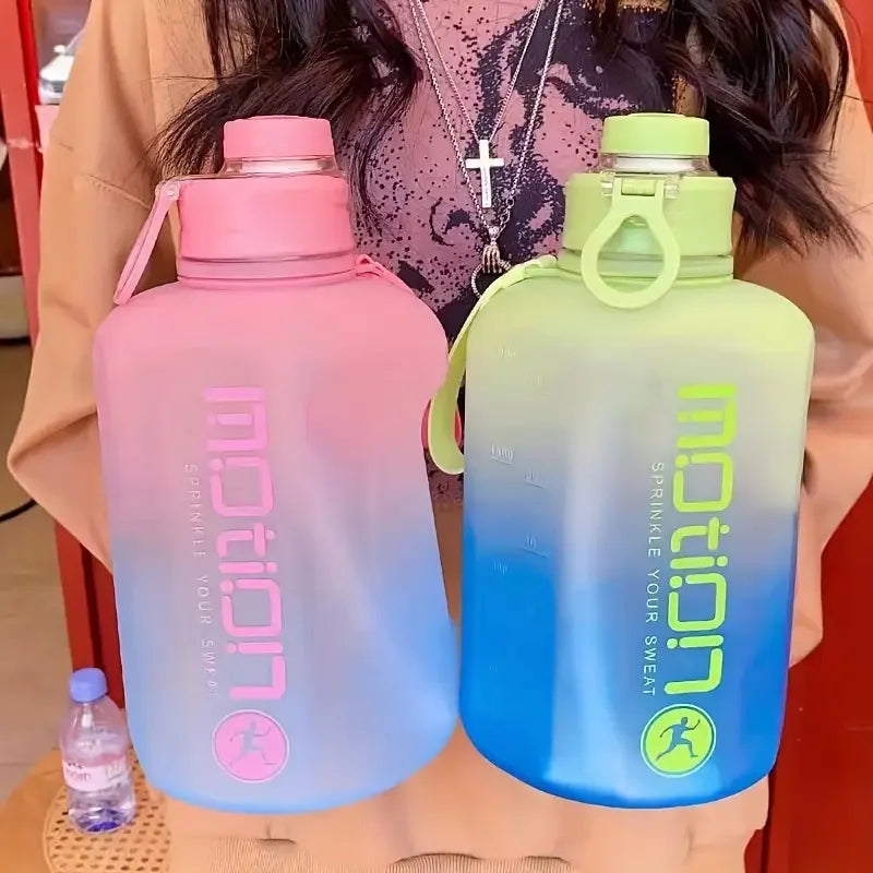 2 Liter Sports Water Bottle With Straw Large Capacity Fitness With Scale Gradient Kettle Outdoor Plastic Portable Water Bottle