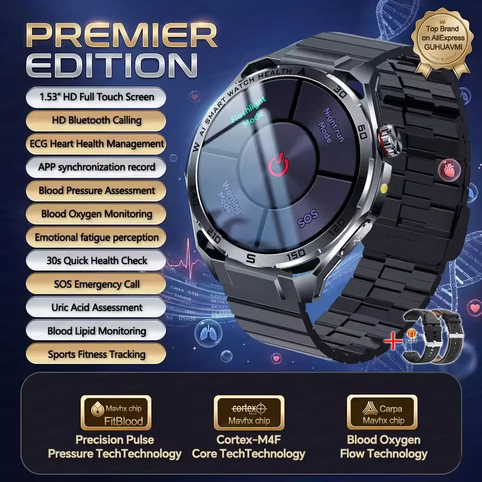 2026New Smart Watch Men ECG+HRV Blood Composition Body Analysis Bluetooth Call Waterproof  Health Smartwatch For Android IOS Men