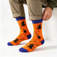 1 Pair of Personality Bat Mid Tube Men's Socks Skull Women's Socks Spider Tide Socks Bloody Hand Halloween Women's Socks