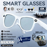 New 8MP HD Anti-shake Camera 3600mAh Charging Case Smart Glasses Women Photography Video Recording Translation AI Chat Glasses