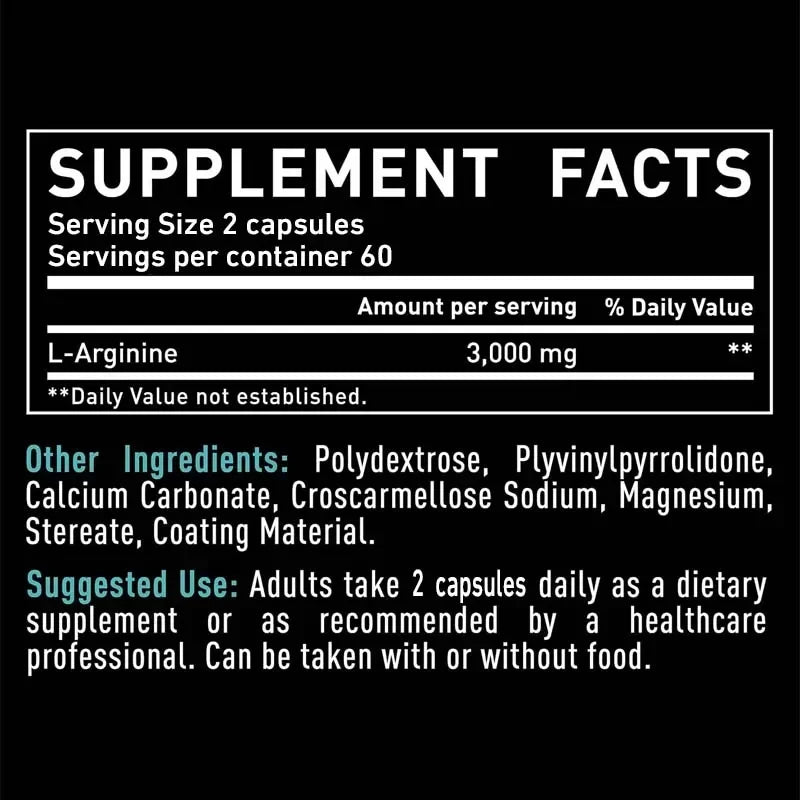 L-Arginine - Strengthen Muscles, Improve Blood Circulation, and Boost Energy, Endurance and Athletic Performance