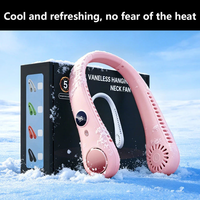 Lenovo Bladeless Neck Fan, Portable USB Rechargeable Hands Free Wearable Cooling Fan Long Battery Life Outdoor Travel Turbo Fan