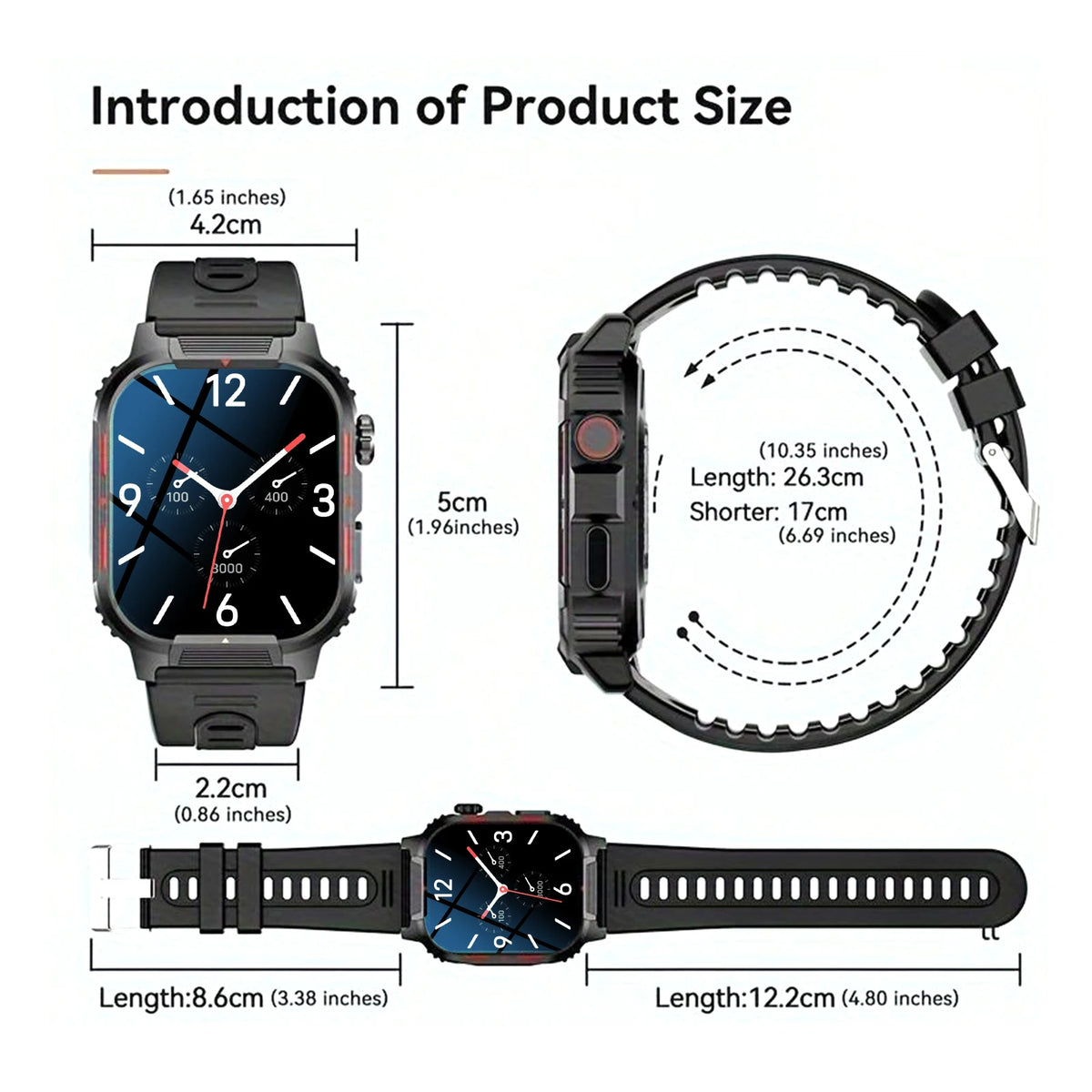 New Full-Touchscreen HD Sports Smartwatch, Unisex, with Call/Message Alerts,  Watch Faces, Multiple Sports Modes, Music Playback. Suitable for Android & IPhone, Ideal Gift for Everyone
