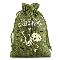 Halloween Burlap Drawstring Bag Linen Drawstring Organizer Gift Bag Trick Or Treat Candy Bag For Halloween Birthday Party Kids