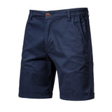 Summer Men's Shorts Solid Color Mid-Waist Elastic Waistband Casual 1/2 Pants Turn-up Hem Streetwear Shorts for Male