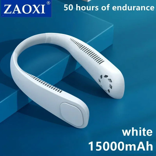 16000mAh Neck Fan Type-C Rechargeable Three-speed Wind Portable Mini Bladeless Fan Hanging Sport For Summer Outdoor