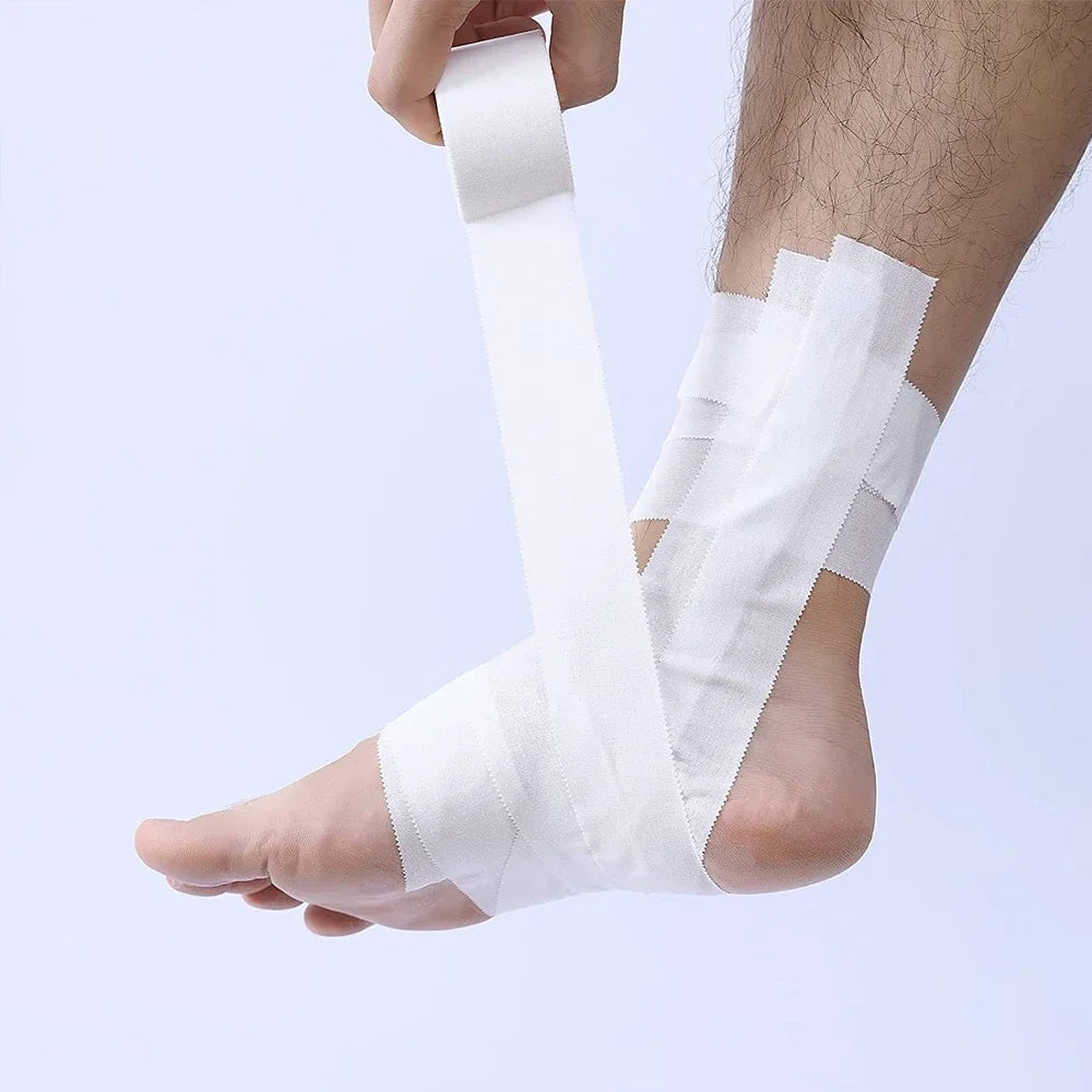 5 Rolls 2.5/3.8/5cm Sport Athletic Waterproof Cotton White Boxing Adhesive Tape Strain Injury Support Sport Binding Bandage