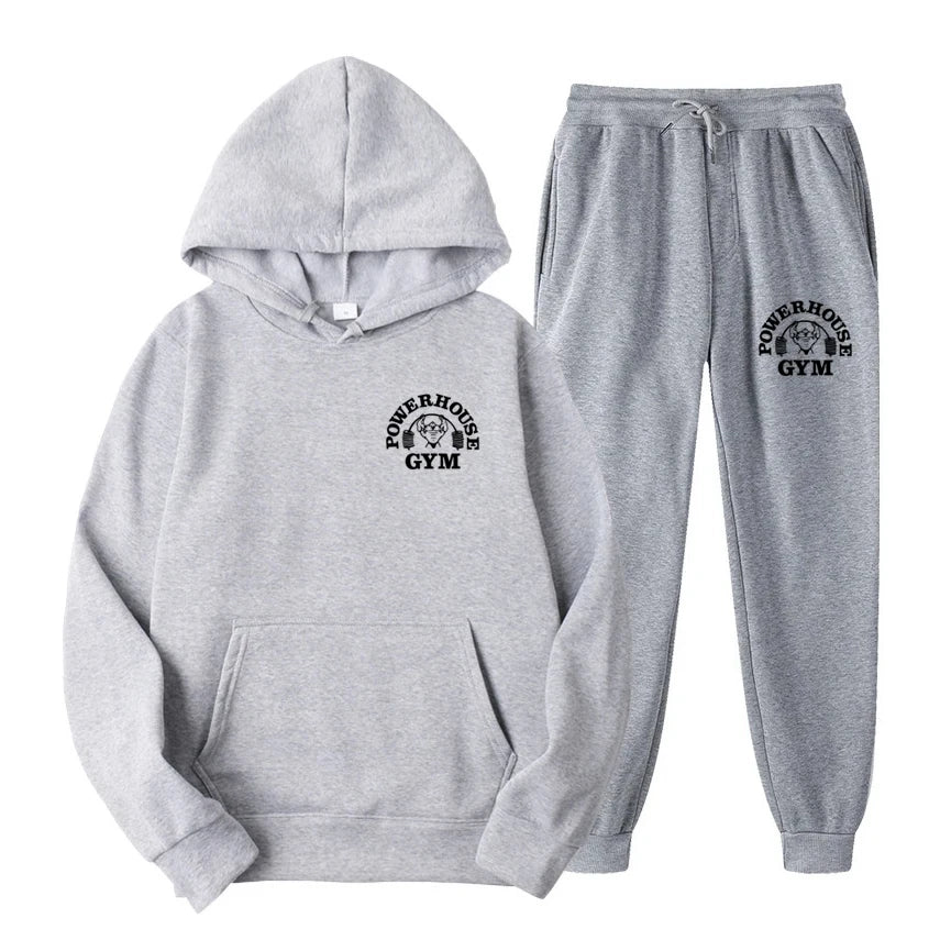 Men Women Tracksuit Hoodies Casual Solid Color Long Sleeve Pullover + Pants Suit Fleece Hooded Sportswear Suit Two Piece Sets
