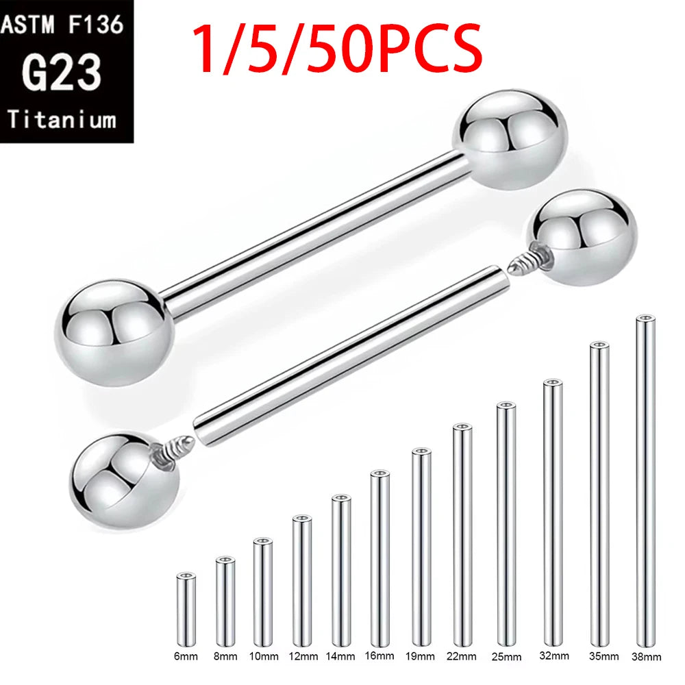 1/5/50PCS ASTM F136 Implant Grade Titanium Internal Thread  Barbells Tongue Ring Piercing Body Jewelry Earrings
