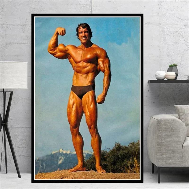 Modern Classic Wall Art Arnold Schwarzenegger Bodybuilding Fitness Oil Painting Posters Prints Home Bedroom Living Room Decor
