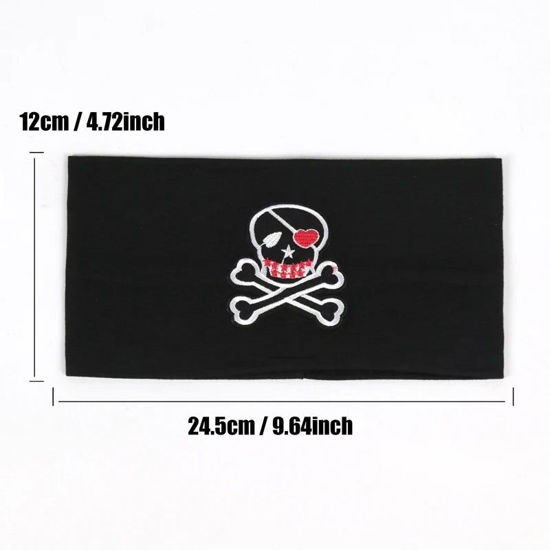 Unisex Punk Girl Skull Out Eyelets Wide Elastic Headband Halloween Rock Steampunk for Sport Women Men Headbands Hair Accessories