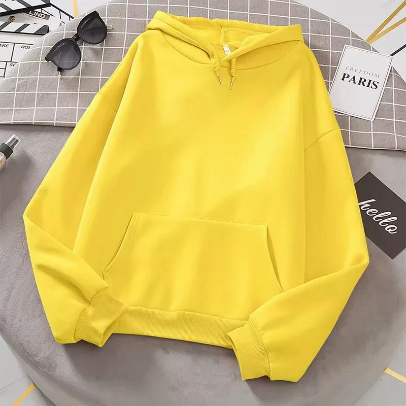 2025 White Hoodies Men Women Autumn Long Sleeve Pullover Tops Casual Pocket Hoodies Unisex Outer Loose Sport Wear