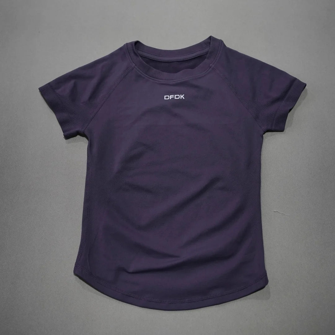 DFDK Women Breathable Sports T Shirt Short Sleeve Round Neck Elastic Casual Tops For Gym Yoga Running Fitness