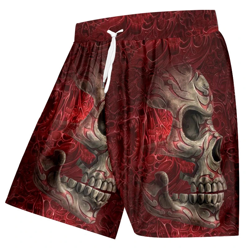 Men's swimming trunks 3D skull print beach shorts quick-drying outdoor leisure sports shorts swimwear fashion men's shorts