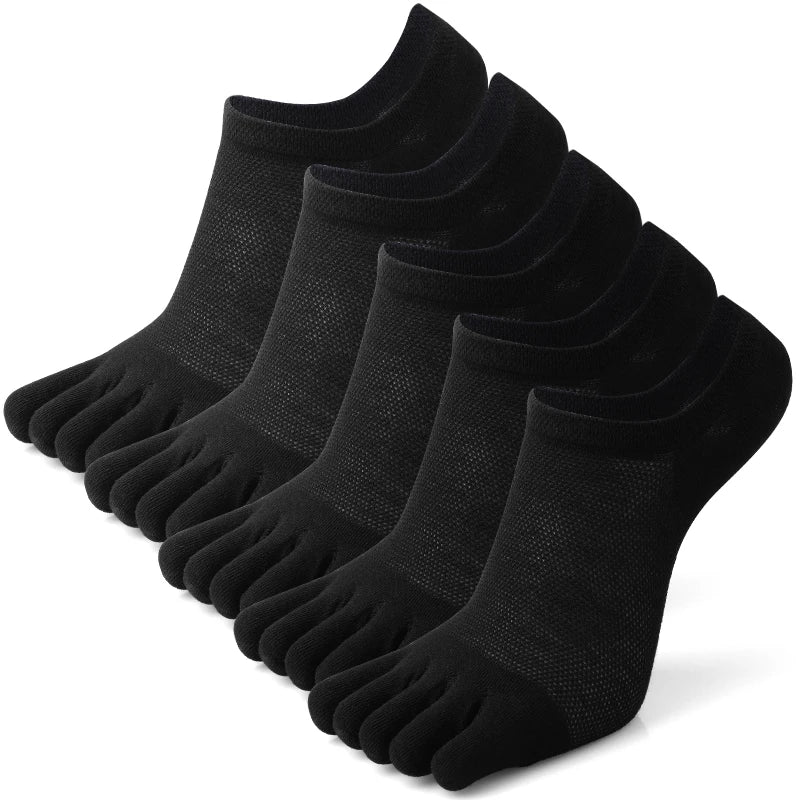 5 Pairs Men's Open Toe Boat Socks Breathable Invisible Ankle Short Socks Elastic Men Five Finger Socks Silicone Anti-slip Sports
