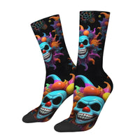 Funny Gothic Clown Skull Print Men's Socks Breathable and Skin-friendly Socks Novel Funny Harajuku Style Street Fashion Socks