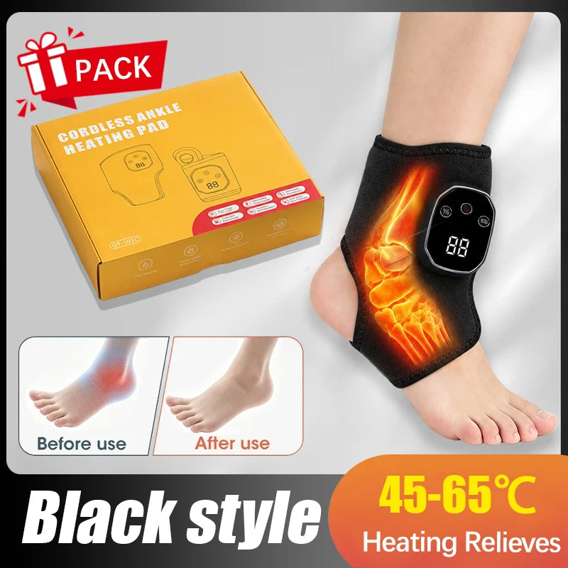 Electric Ankle Massager with Heating and Vibration Wireless Foot Ankle Massager