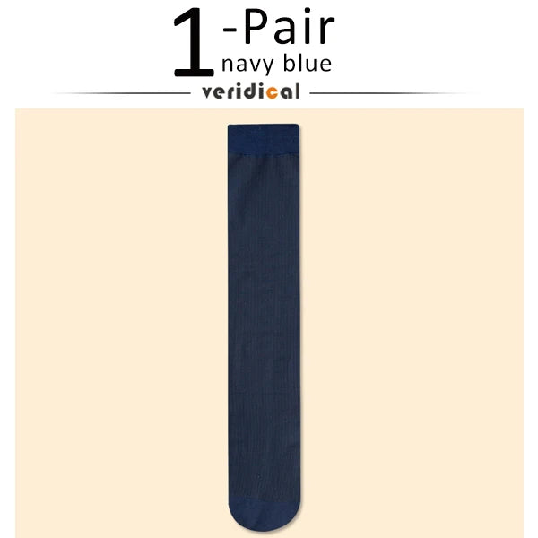7 Pairs Man Short Silk Socks Business Thin Nylon Striped Breathable Soft Elastic Below Knee Calf Formal Wear Crew Sock Gentleman