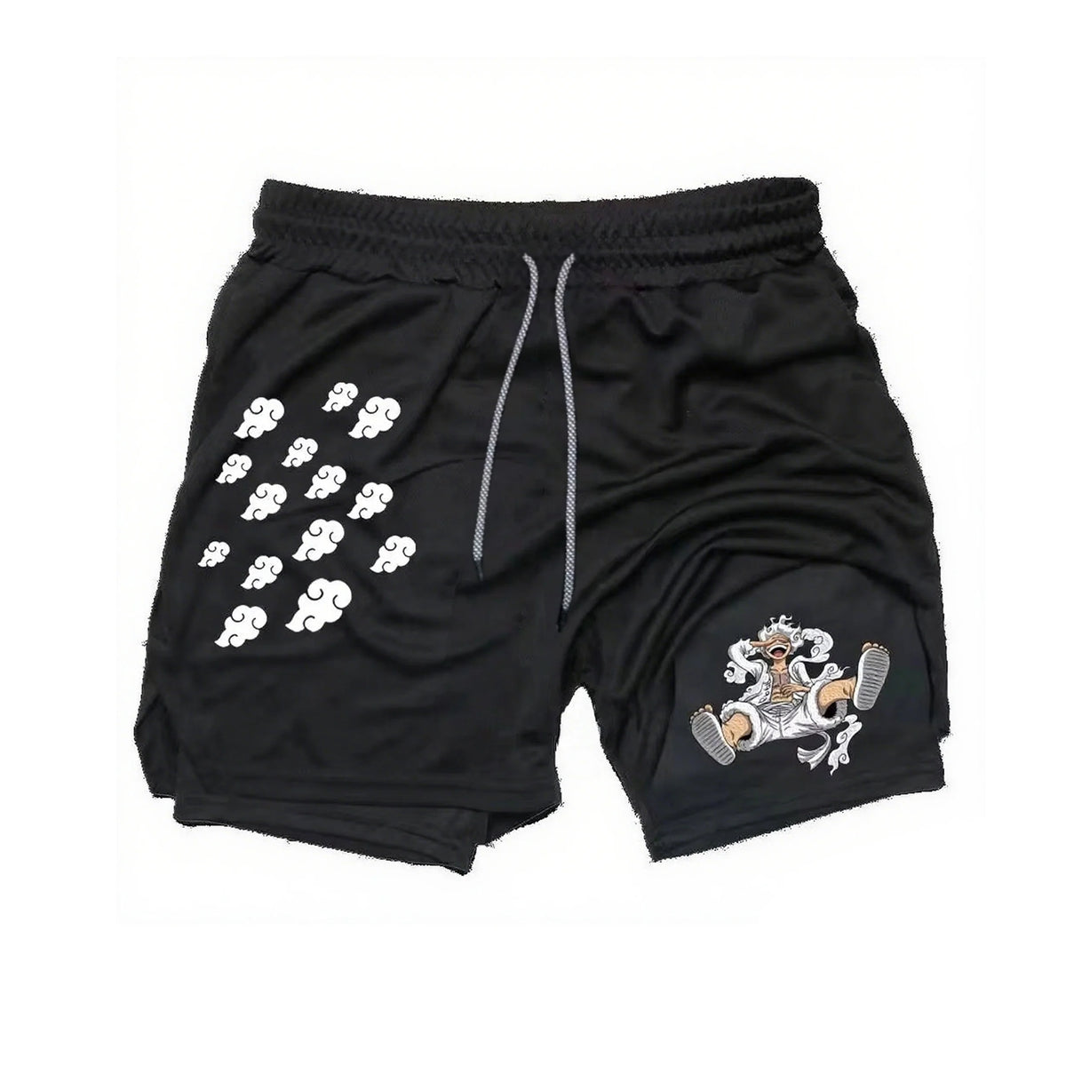 One Piece Summer Anime Men's Shorts Quick-dry Double Layer 2-in-1 Pants Graphic Print Workout Training Fitness Sports Gym Shorts