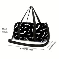 White Bat Black Large Capacity Luggage Bag for Boy and Girls Best Gifts 2D Flat Cartoon Travel Duffels Hand Bag for Children