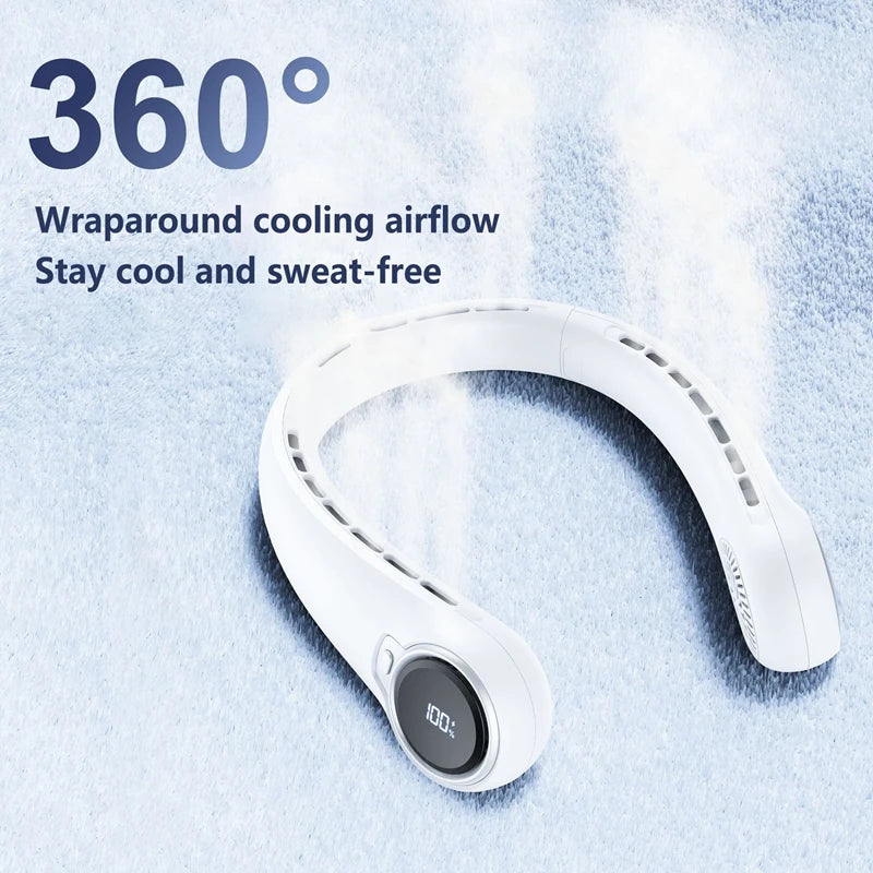 Lenovo Portable Neck Fan Bladeless USB Rechargeable Silent Cooling Fan Hands Free Wearable Long Battery Life Mini Travel Fan