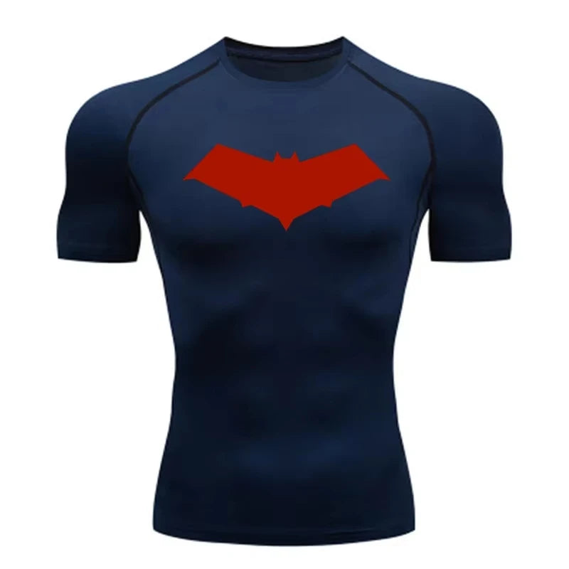 Bat Print Men's Compression T-Shirt Quick Dry Gym Workout Top | Summer Fitness Rashguard for Running & MMA ZY0037