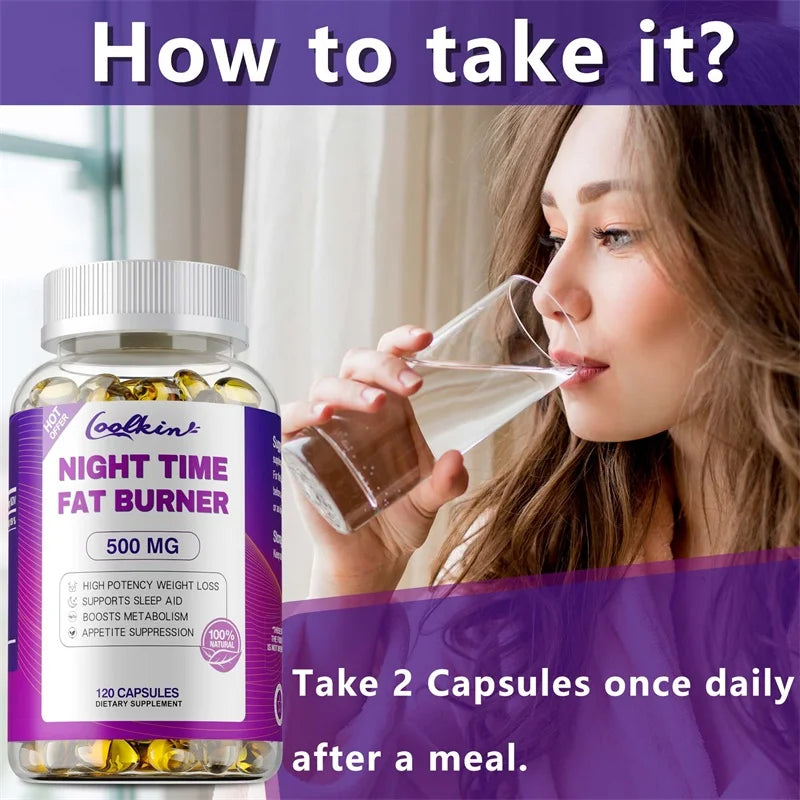 Night Time Fat Burning Capsule - Supports Immune System Health, Appetite Suppression, Healthy Weight Management
