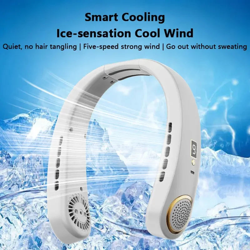 Lenovo Portable Neck Hanging Fan Rechargeable Neck Cooler with Strong Wind for Sports Office & Outdoor Activities 2026 New