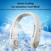 Lenovo Portable Neck Hanging Fan Rechargeable Neck Cooler with Strong Wind for Sports Office & Outdoor Activities 2026 New