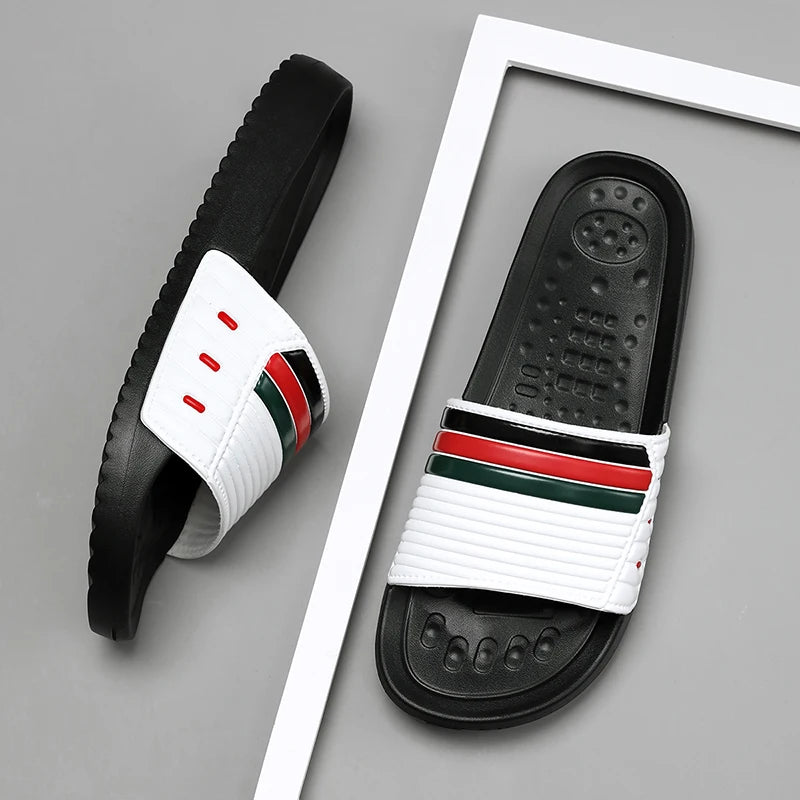 Men Shoes EVA Slippers Striped Cloud Thick-soled Sandals Summer Soft Bottom Slides Beach Slippers Male Indoor Outdoor EVA Slides