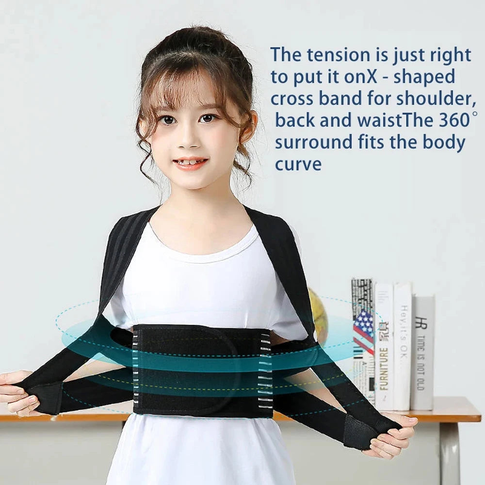 1PCS Posture Corrector for Kids Adjustable Back Straighter Shoulder Pads Upper Back Posture Brace for Teenagers Spinal Support