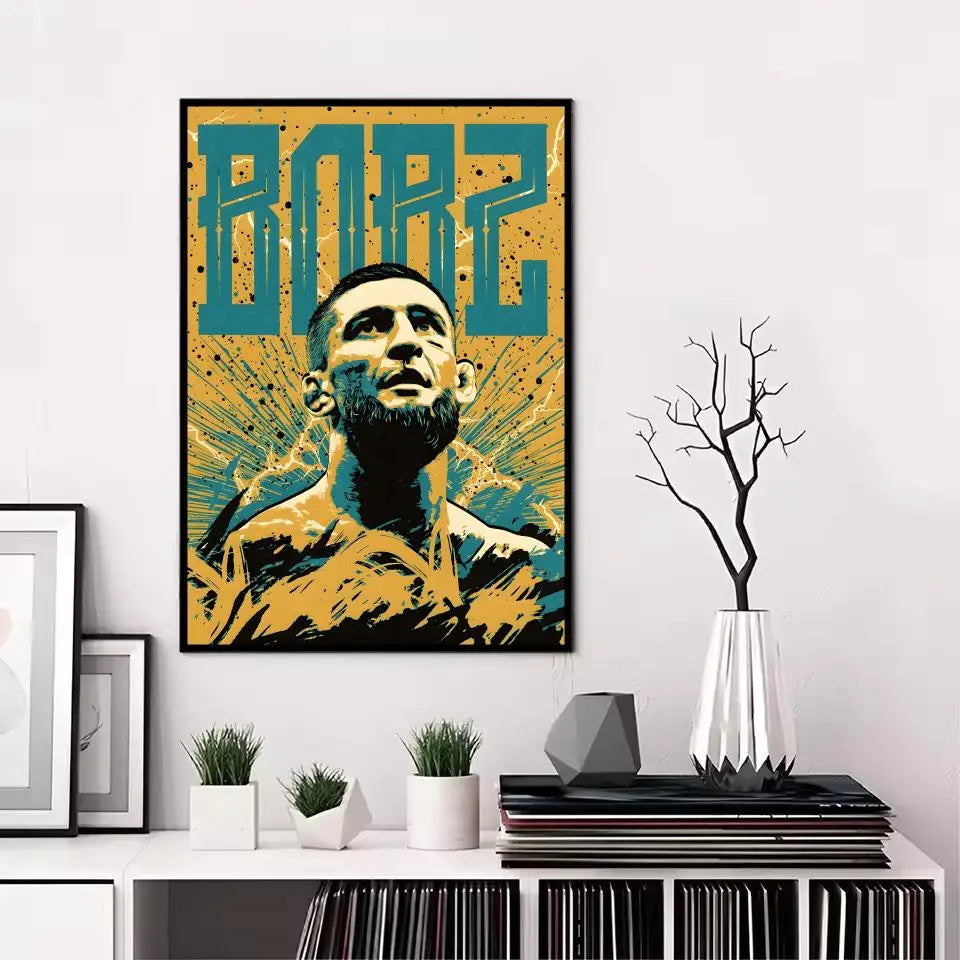 Khamzat Chimaev Painting Calligraphy Canvas Poster: Crease Free Waterproof Durable All Space Wall Decor