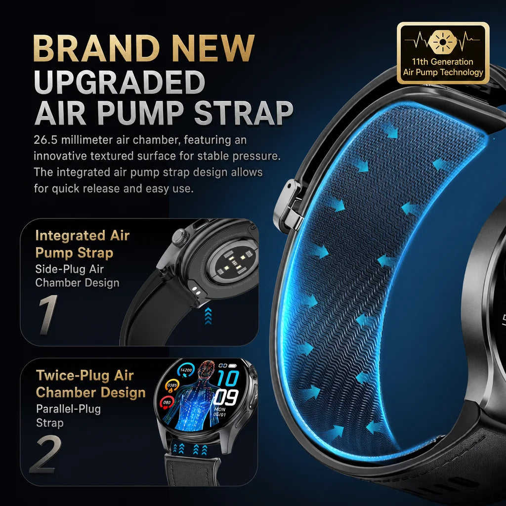 2026New Upgrade Airbag Health Smart Watch Accurate Blood pressure Uric Acid ECG 1.56“AMOLED Screen payment Fitness Nursing Watch