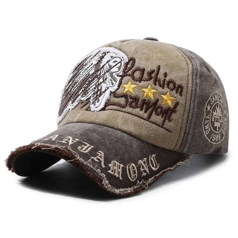 Unisex Washed Cotton Vintage Cap Letter Embroidery Baseball Cap Men And Women Outdoor Sports Hats