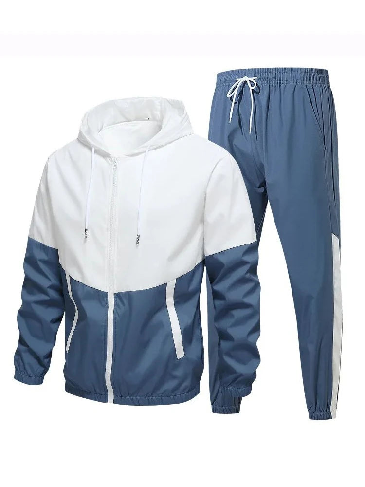 2026 New Men's Tracksuit Clothing Set Zipper Hoodie Sweatpants 2 Piece Hooded Long Sleeve Sportswear Sweatshirt Suits