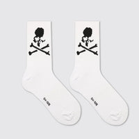 Hip Hop Skateboard Original Design Black White Skull Socks Personality Street Hip Hop Sports Middle Tube Cotton Women's Socks
