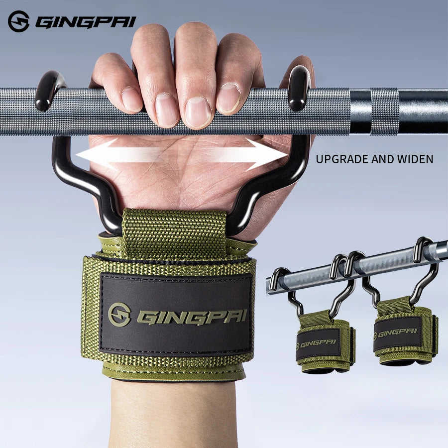 Weight Lifting Hook Grips With Wrist Wraps Hand-Bar Wrist Strap Gym Fitness Hook Weight Strap Pull-Ups Power Lifting Gloves